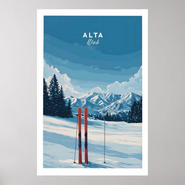 Alta Utah Skidor i Snötryck - Scenisk Skidort Poster (Framsidan)