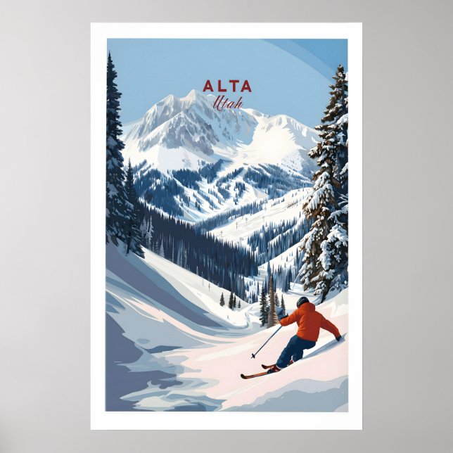 Alta Utah skidposter - Pulversnö Berg Vägg Poster (Framsidan)