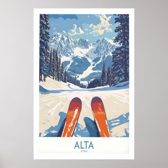 Alta Utah skidskytte Affisch - Wasatch Range (Framsidan)