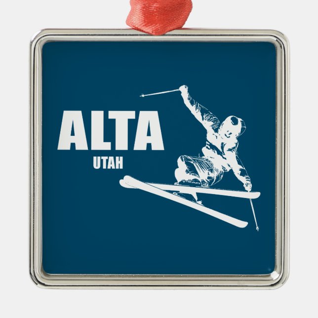 Alta Utah Skier Julgransprydnad Metall (Framsidan)