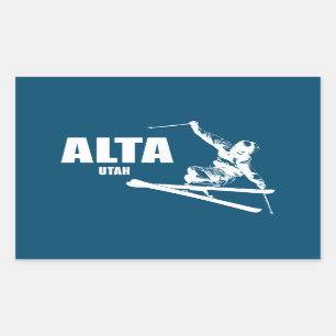 Alta Utah Skier Rektangulärt Klistermärke