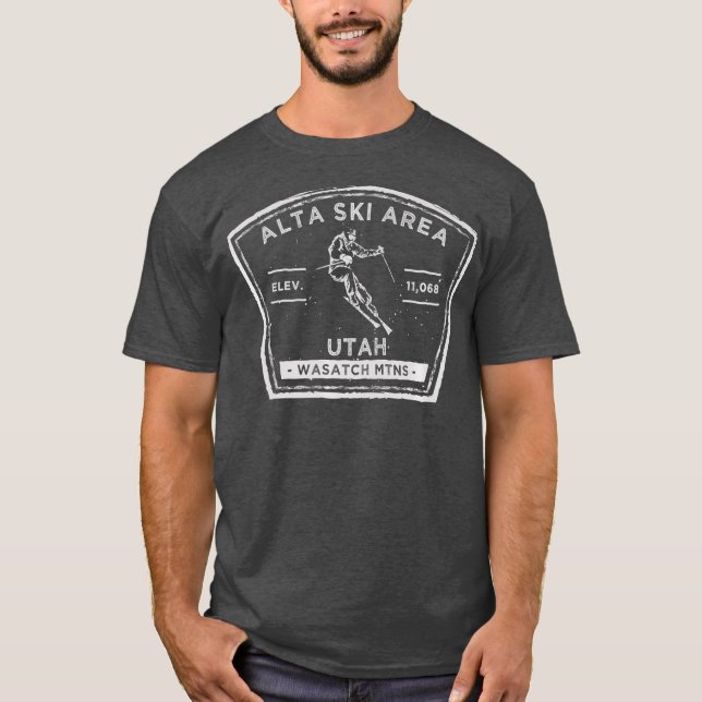 Alta Utah Snö Skiing T Shirt (Framsida)