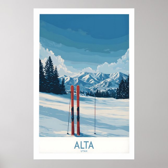 Alta Utah Winter Mountain Landscape Poster - Utah (Framsidan)