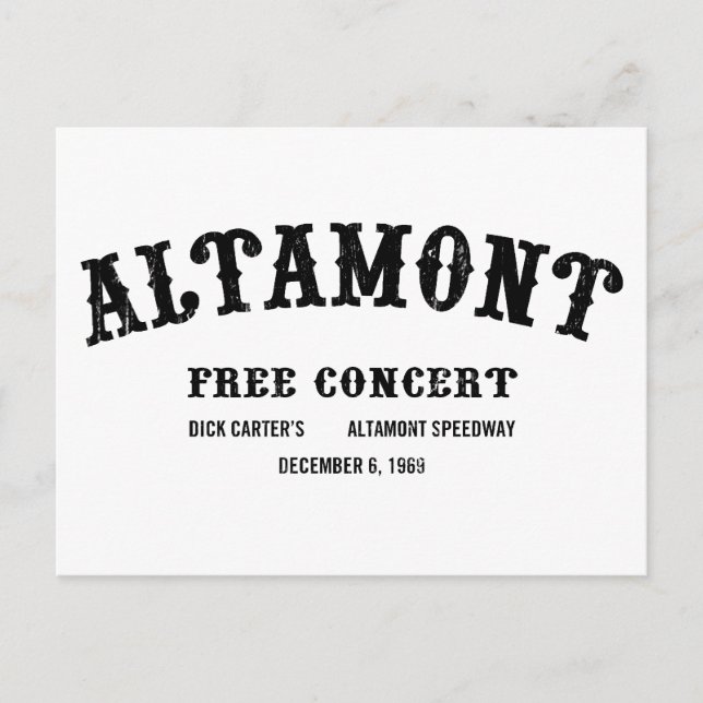 Altamont Free Concert Vykort (Framsida)