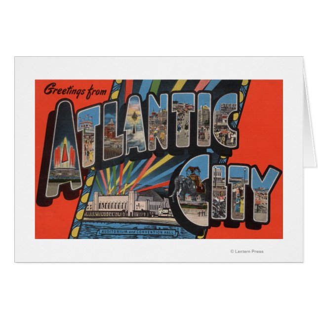 Altantic City, New jersey - Stora Brev Hälsningskort (Framsidan Horizontal)