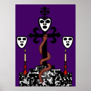Altaret avbildar för Baron Samedi och Gueden Poster