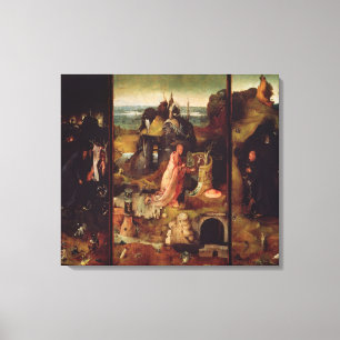 Altarpiece av enslingarna (olja på panel) canvastryck