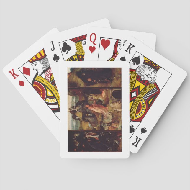 Altarpiece av enslingarna (olja på panel) casinokort (Baksidan)