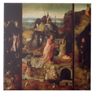 Altarpiece av enslingarna (olja på panel) kakelplatta