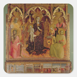 Altarpiece av Madonnaen av snön, c.1430-32 ( Fyrkantigt Klistermärke