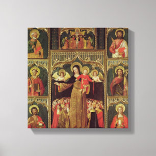Altarpiece av oskulden av radbandet, c.1500 canvastryck
