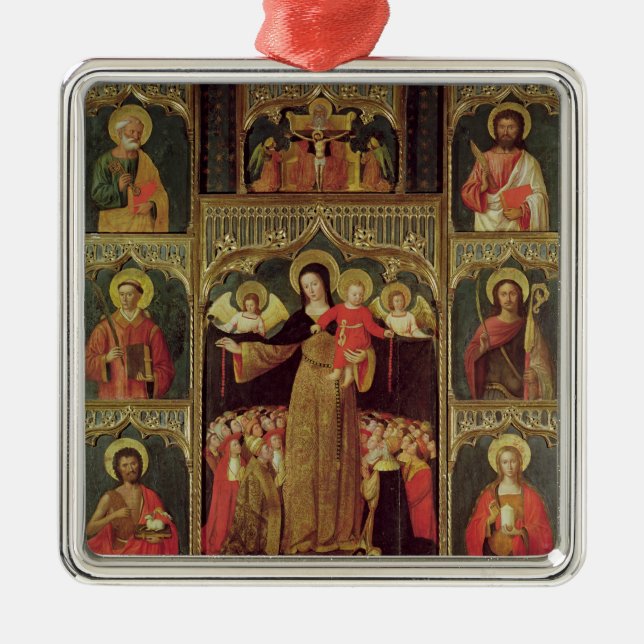 Altarpiece av oskulden av radbandet, c.1500 julgransprydnad metall (Framsidan)