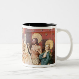Altarpiece som visar Kristus med St Thomas Två-Tonad Mugg