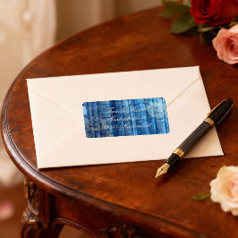 Alte Bücher - goldene Ornamente - blau | Adressetikett