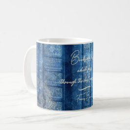 Alte Bücher - goldene Ornamente - blau  |  Kaffemugg