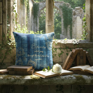 Alte Bücher - goldene Ornamente - blau | Kudde