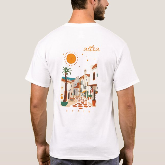 Altea Spanien vacker vit stad landskaps kläder T Shirt (Baksida)