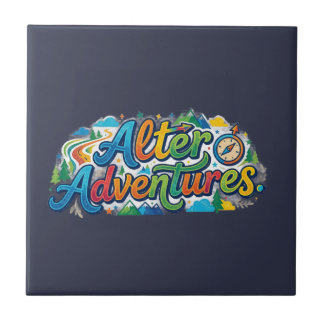 Alter Adventures – Djärv Grafik T-Shirt för Äventy Kakelplatta