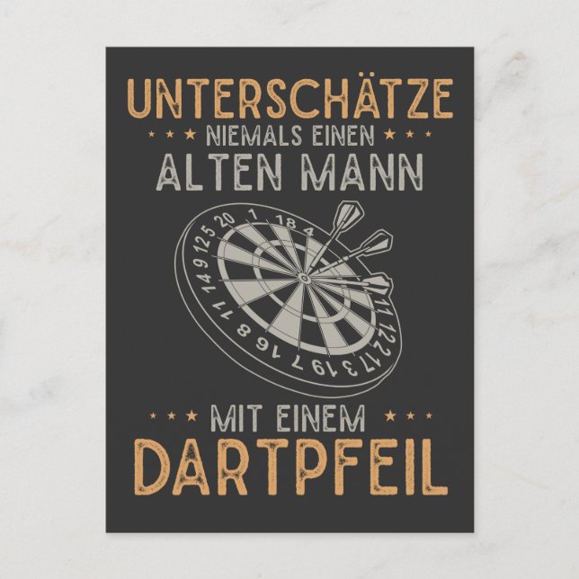 Alter Mann Dartpfeil Unterschätzen Humor Darts Män Vykort (Framsida)