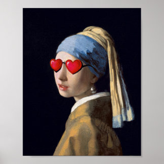 Altered Art Girl med Pearl Earring by Vermeer T Poster