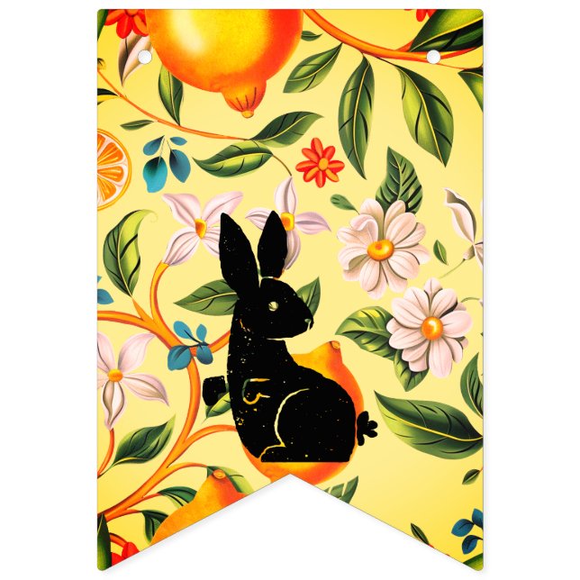 Alternating Citrus & Bunny Easter Bunting Banner Vimplar (Första flaggan)