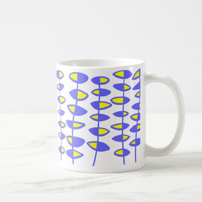 Alternativ Abstrakt Löv - blått och Gult Kaffemugg (Höger)