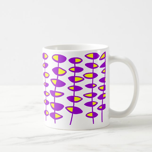Alternativ Abstrakt Löv - Lila och Gult Kaffemugg (Höger)