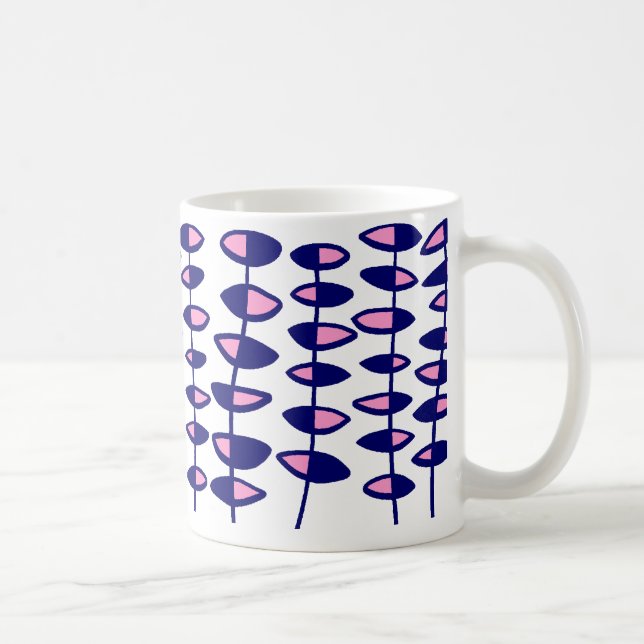 Alternativ Abstrakt Löv - Rosa och Mörk blått Kaffemugg (Höger)