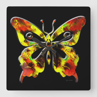 Alternativ för Fractal Butterfly Art 1 Wall Clocks Fyrkantig Klocka