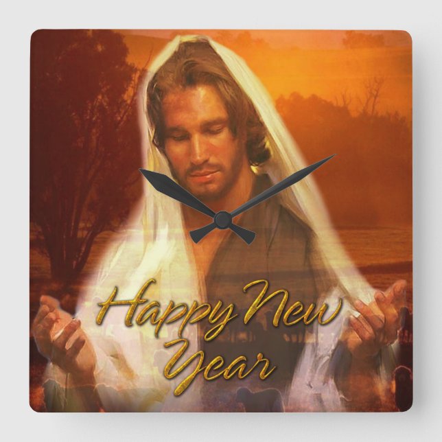 Alternativ för Gott nytt år Jesus-klocka Fyrkantig Klocka (Framsida)