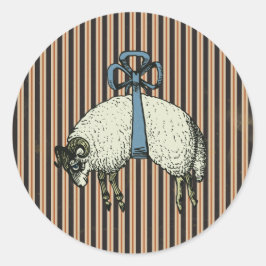 ALTERNATIV FÖR söt Bow Sheep DESIGNER~ Circle Stic Runt Klistermärke