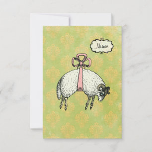ALTERNATIV FÖR söt Bow Sheep DESIGNER ~ Inbjudning Inbjudningar