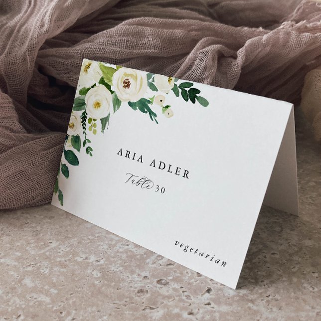 Alternativ för vit Blommigt i elegant Placera kort (Skapare uppladdad)