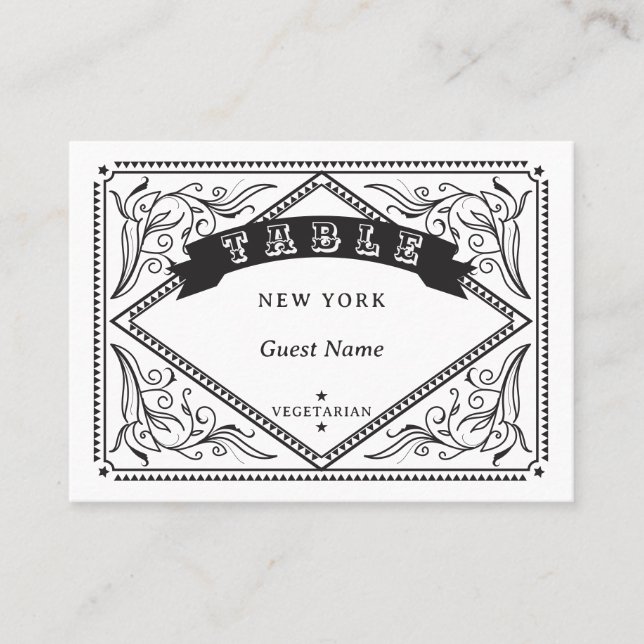 Alternativ för Western måltid i Land Bröllop Placeringskort (Framsida)