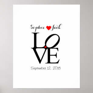 Alternativ gäst bröllop bok KÄRLEK, välj färg Poster