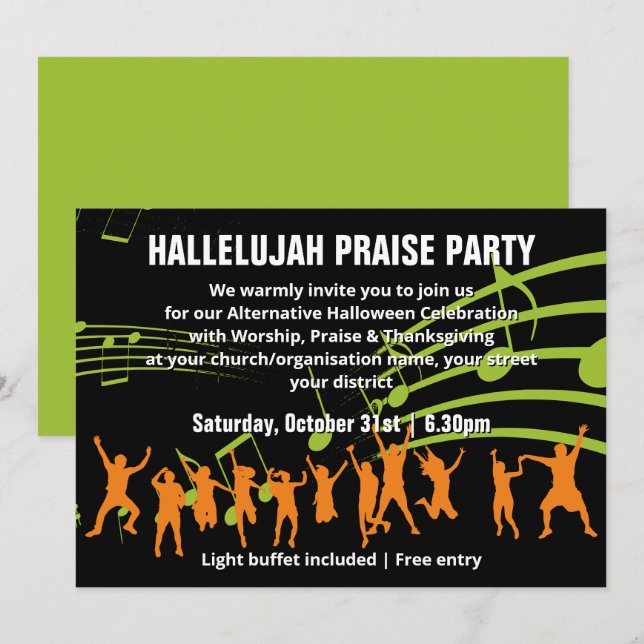Alternativ Halloween PRAISE PARTY-inbjudan Inbjudningar (Fram/baksida)