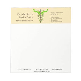 Alternativ medicinsk Caduceus Grönt Lövs Beige Anteckningsblock