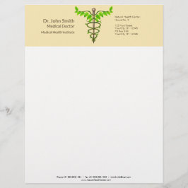 Alternativ medicinsk Caduceus Grönt Lövs Beige Brevhuvud