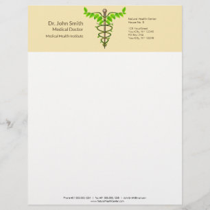 Alternativ medicinsk Caduceus Grönt Lövs Beige Brevhuvud