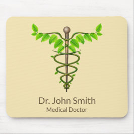 Alternativ medicinsk Caduceus Grönt Lövs Beige Musmatta