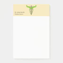 Alternativ medicinsk Caduceus Grönt Lövs Beige Post-it Block