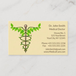 Alternativ medicinsk Caduceus Grönt Lövs Beige Tidsbeställning Kort