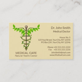 Alternativ medicinsk Caduceus Grönt Lövs Beige Visitkort