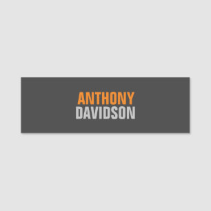 Alternativ Perfekt Cute Grått Orange fet text Namnbricka