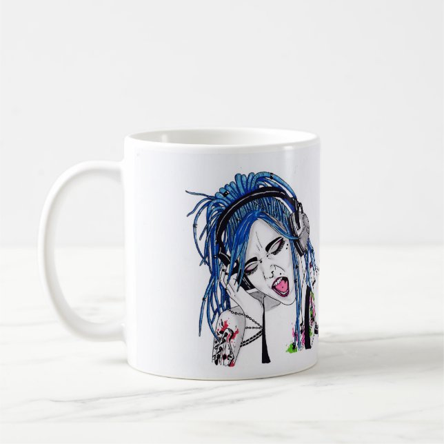 Alternativ tatuerad Dreadlock flickamugg Kaffemugg (Vänster)