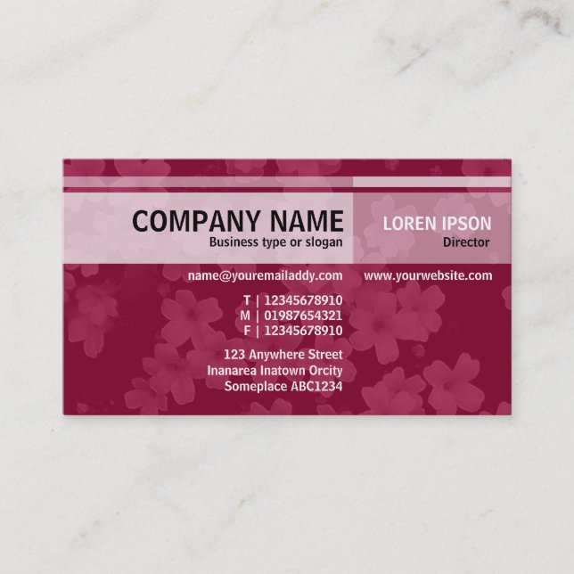 Alternativa toner - Blommor - Crimson Maroon Visitkort (Framsida)