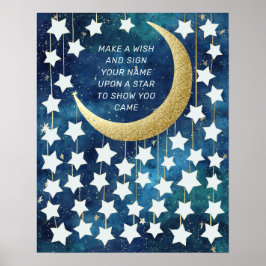 Alternativt Måne & Stars Baby Shower Guest Bok Poster