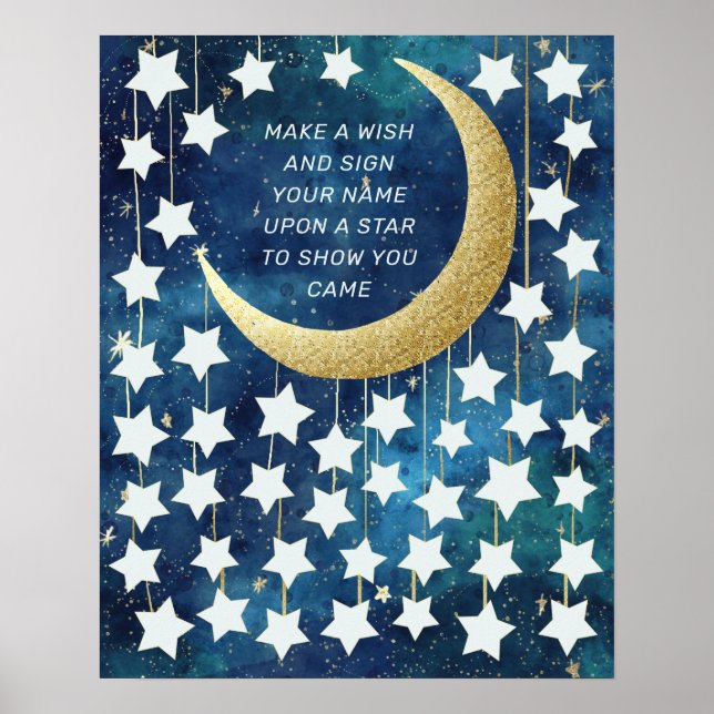 Alternativt Måne & Stars Baby Shower Guest Bok Poster (Framsidan)