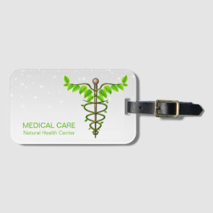 Alternativt medicinskt Caduceus Grönt Löv White Bagagebricka