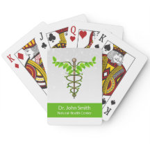 Alternativt medicinskt Caduceus Grönt Löv White